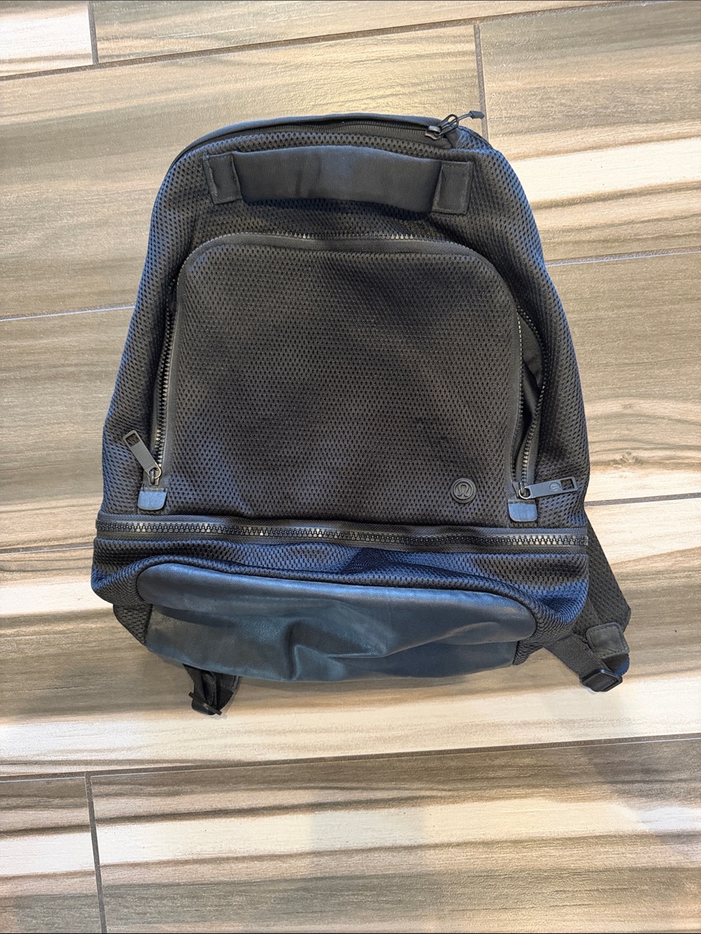 lululemon athletica Black Mesh Backpack with Padded Straps